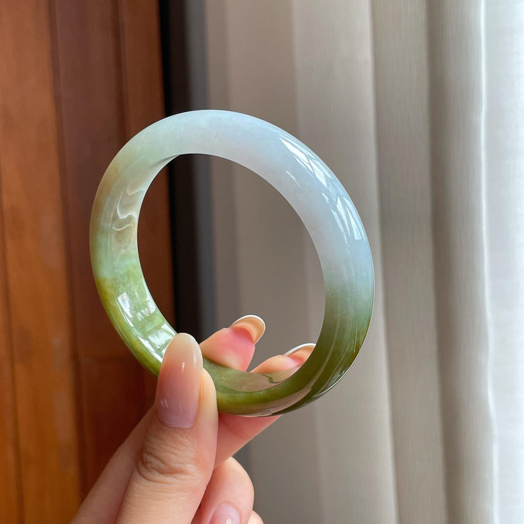 糯冰半山半水翡翠平安镯（57mm)（yc415554）