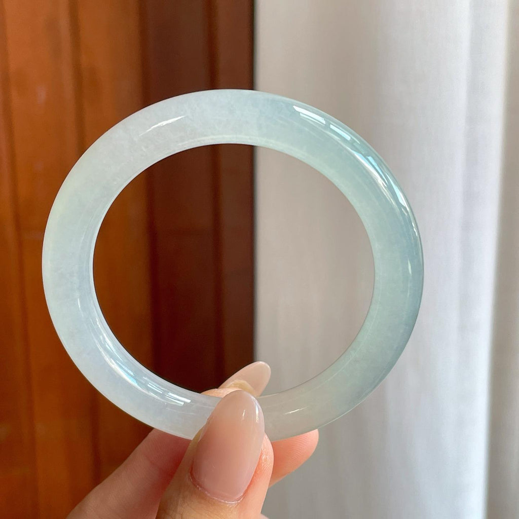 冰种蓝晴底翡翠圆条手镯（54mm）（yc242097）