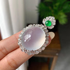 18k金钻镶冰种无色蛋面吊坠（yc255600）