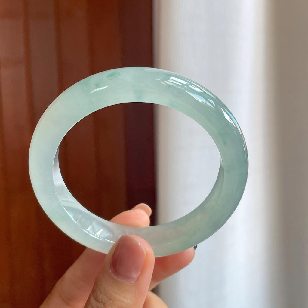 冰种飘花翡翠平安镯（57.3mm）（yc283305）