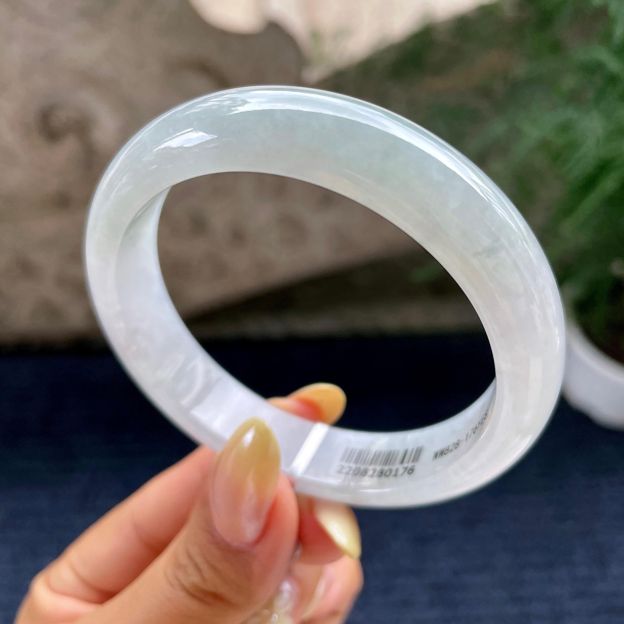 细糯种带底色正圈平安镯57.5圈 天然缅甸A货翡翠（yc464055）