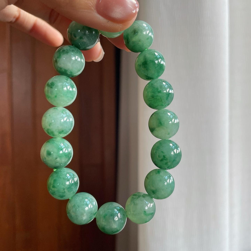 糯冰飘花翡翠珠串手串（yc276685）