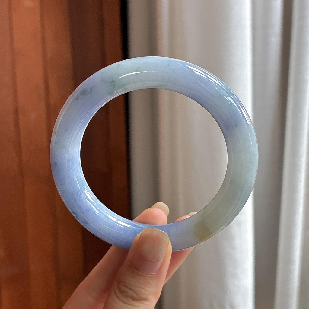 糯冰种紫罗兰特色圆条手镯 56圈 天然缅甸A货翡翠（yc484496）