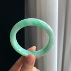 糯冰带色翡翠平安镯（57.8mm）（yc389548）