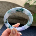 大圈口  细糯种紫罗兰飘花正圈平安镯  60.4圈口  天然缅甸A货翡翠（yc436269）