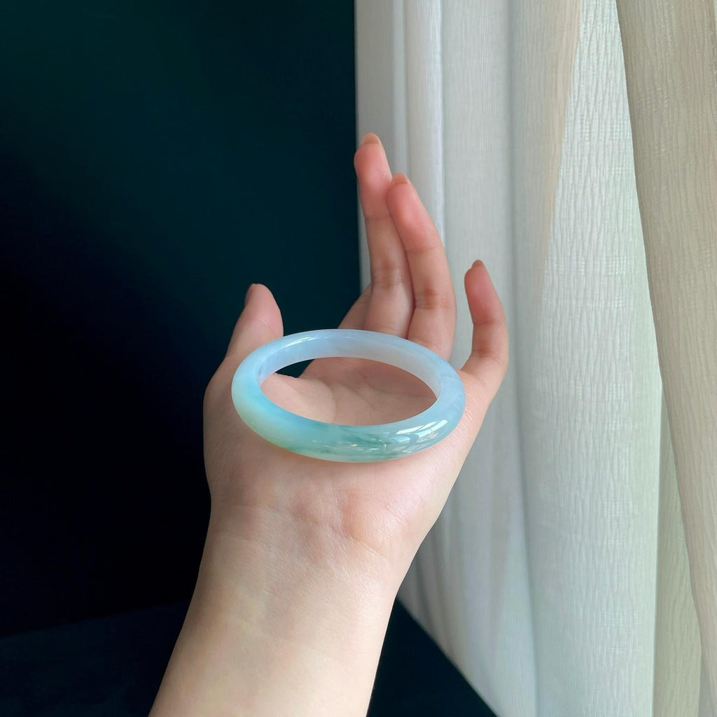 糯冰飘花翡翠平安镯（51mm)（yc329489）