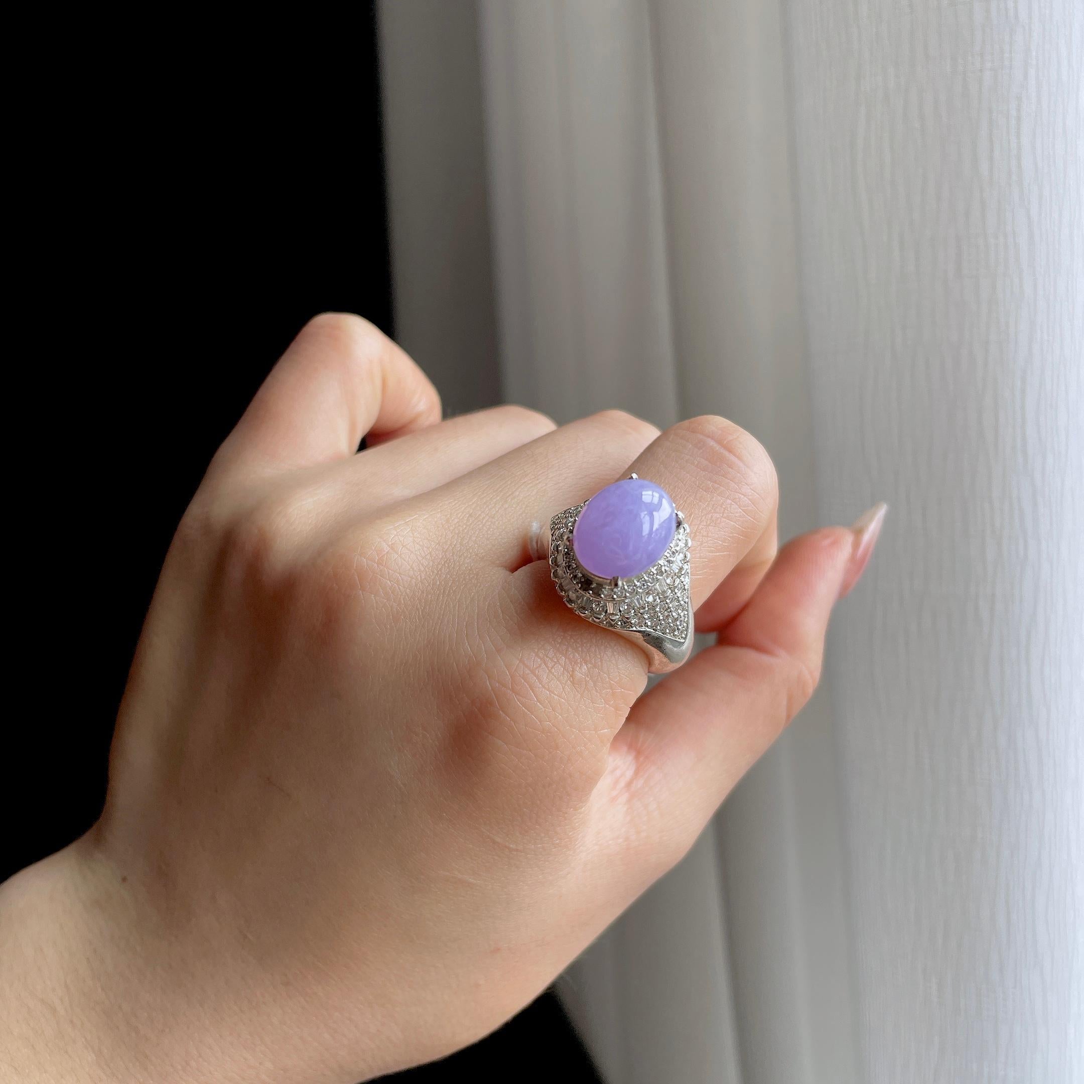 铜托糯冰紫罗兰翡翠蛋面（yc333158）