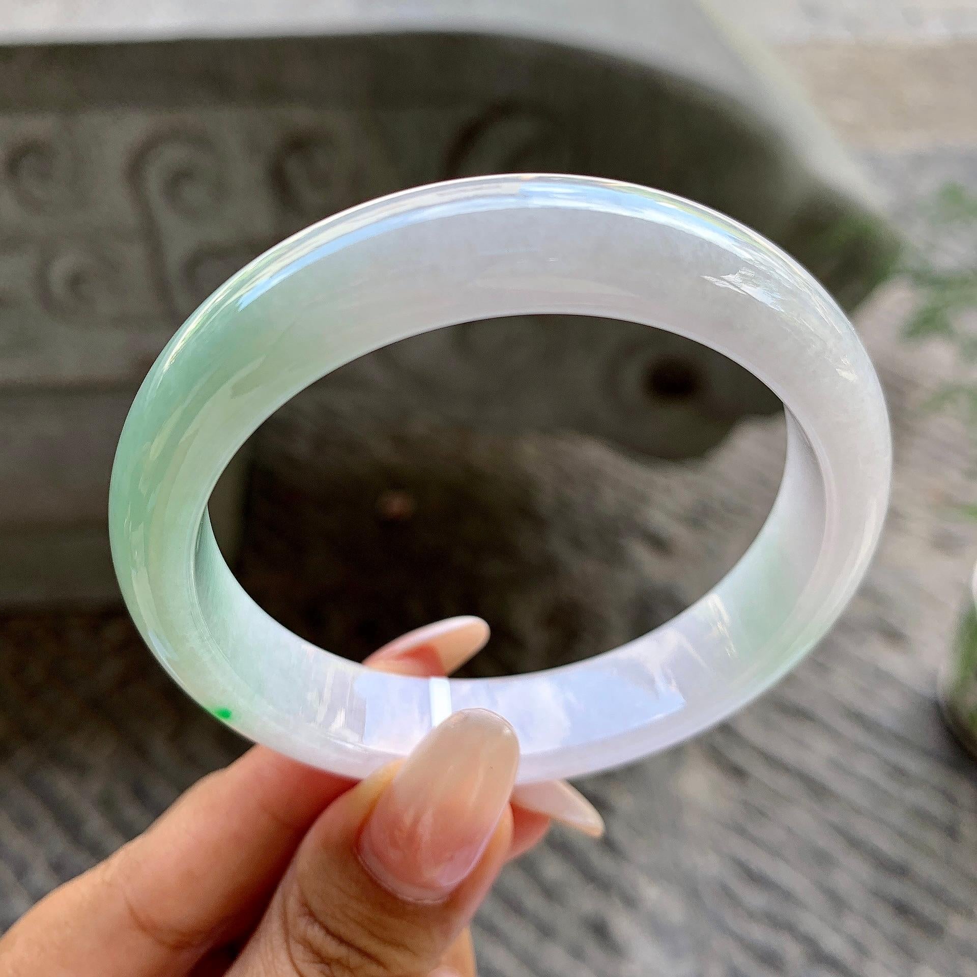 细糯种飘绿平安镯（57.2mm）（yc202388）