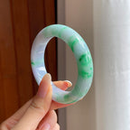 糯冰淡春彩翡翠平安镯（53.7mm)（yc417243）