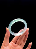 冰玻种飘花翡翠平安镯（55mm)（yc414668）