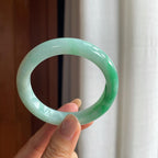 糯冰带色翡翠平安镯(54mm)（yc415362）