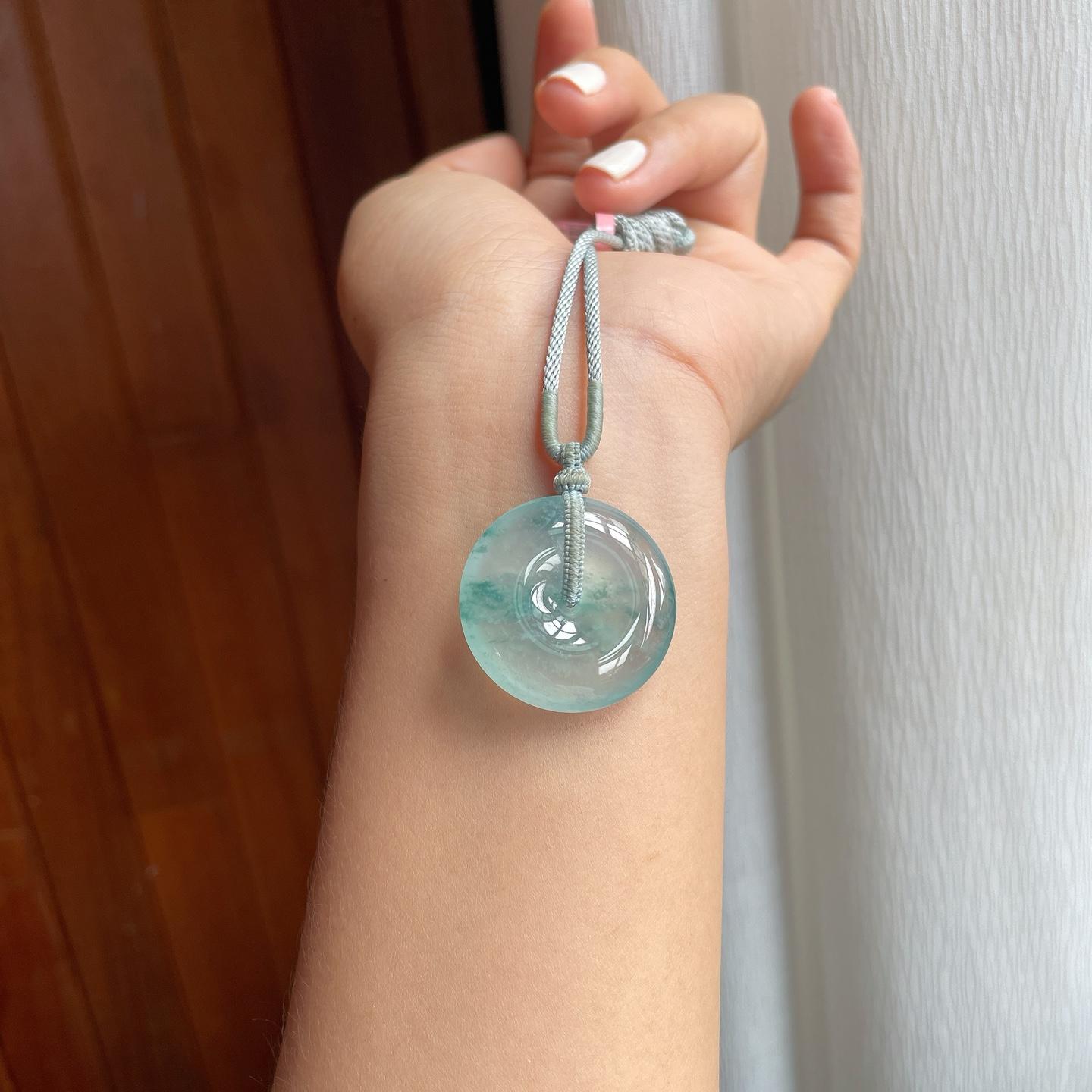 冰种飘花翡翠平安扣（yc248536）