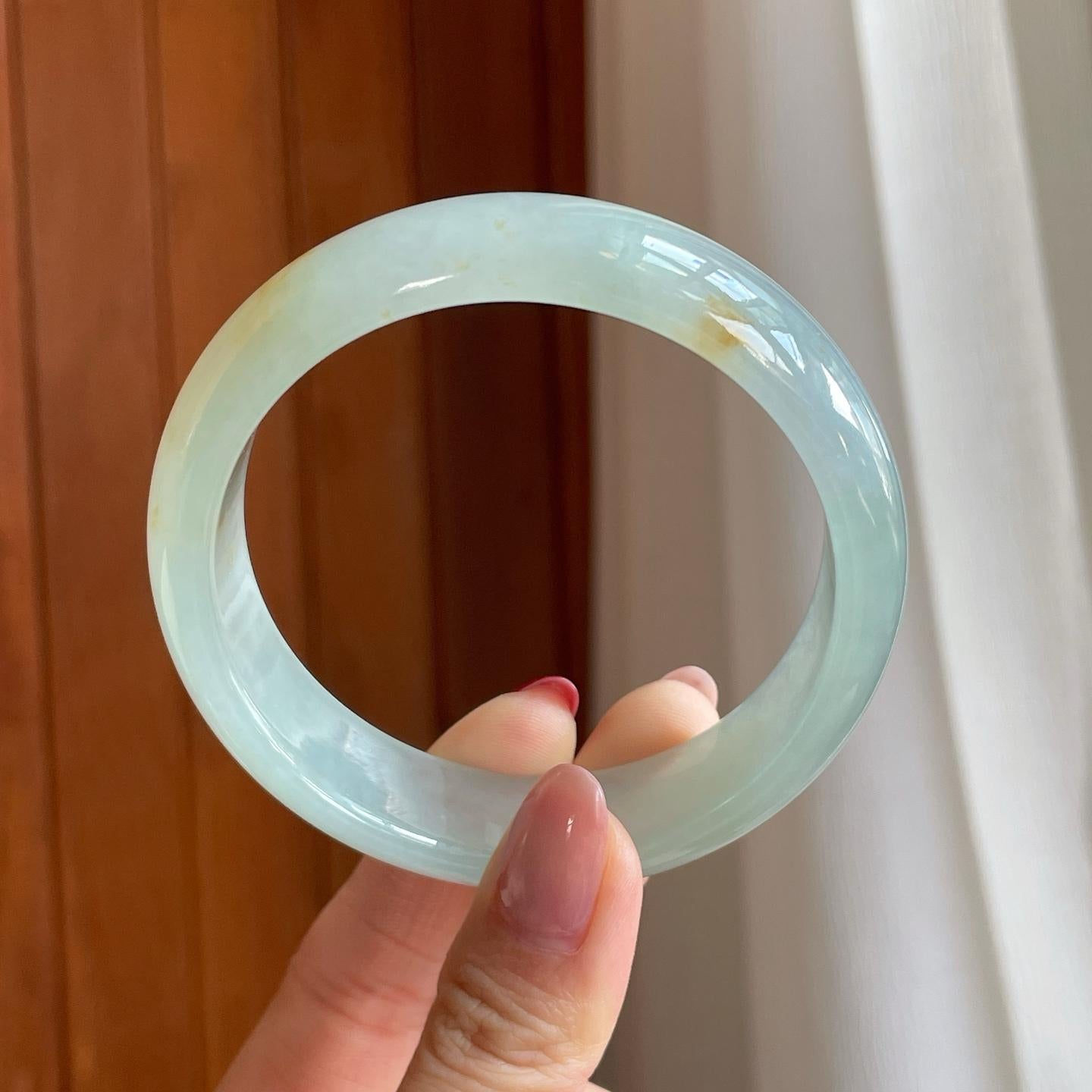 糯冰飘黄翡翡翠平安镯（60.3mm）（yc304373）