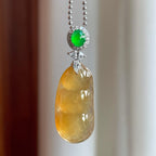 18k金扣冰种黄翡翡翠豆子（yc246177）