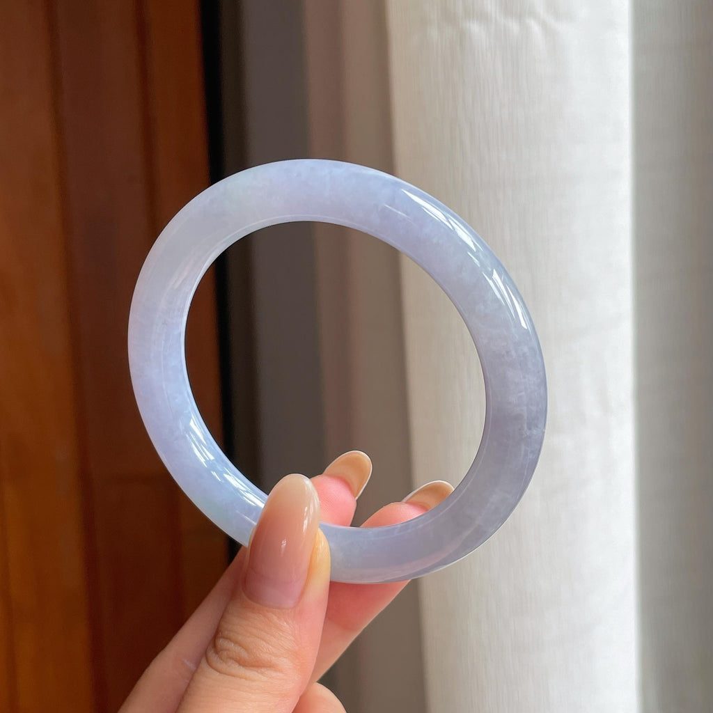 糯冰紫罗兰翡翠圆条手镯（55.5mm)（yc423142）