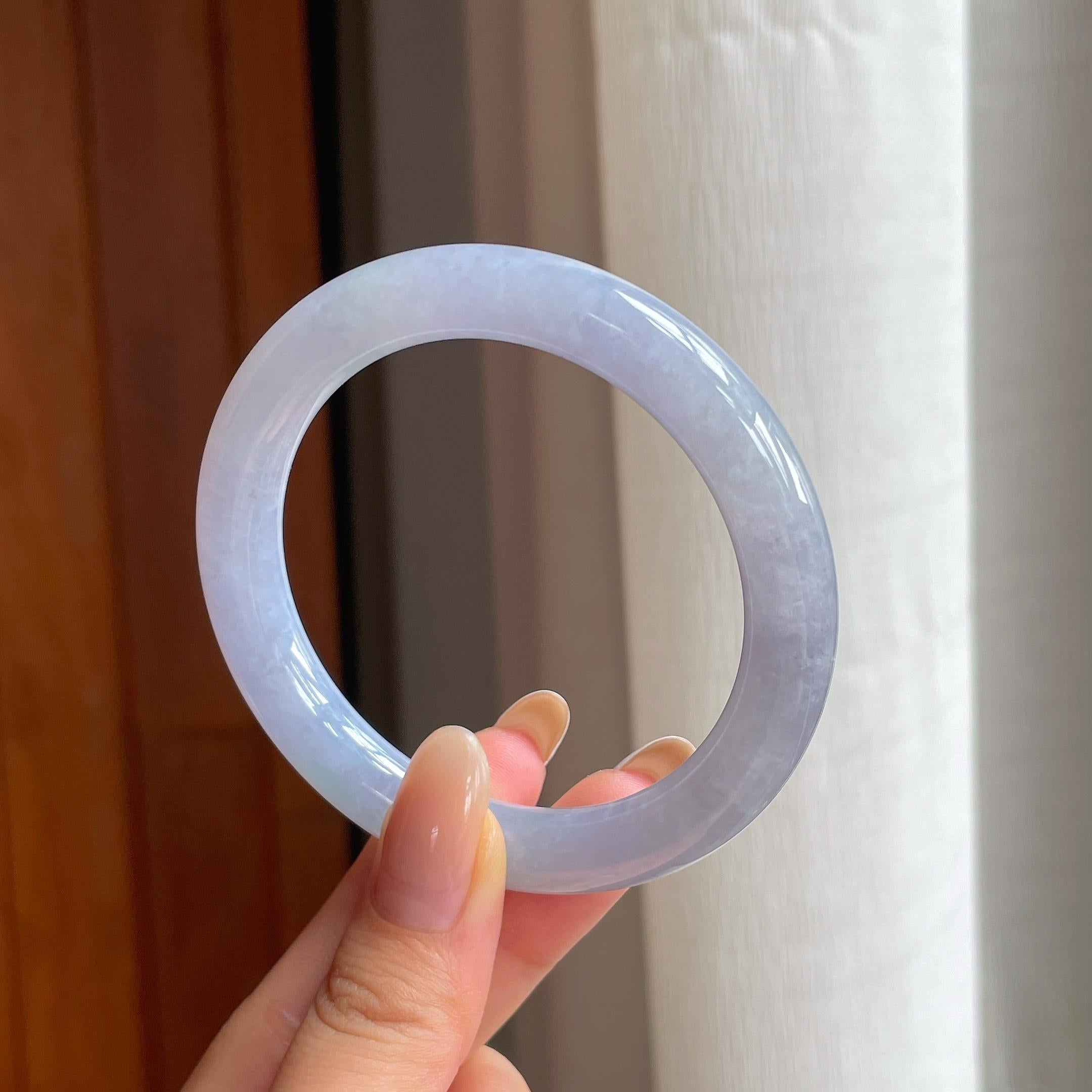 糯冰紫罗兰翡翠圆条手镯（55.5mm)（yc423142）