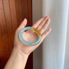 冰种黄翡翡翠圆条手镯（54.4mm)（yc380049）