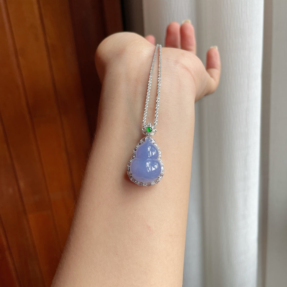 18k金钻镶冰种紫罗兰翡翠葫芦（yc176379）