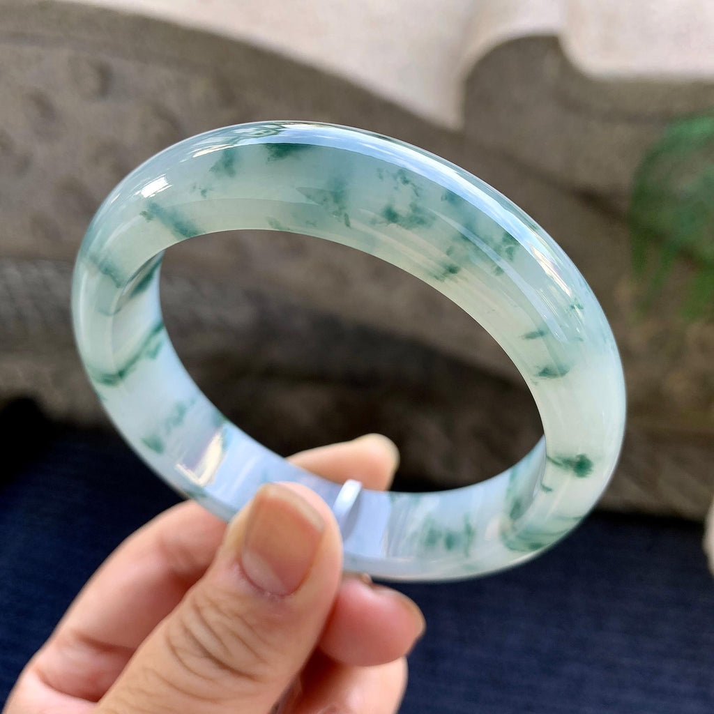 糯冰种飘花平安镯（58.4mm）（yc264531）