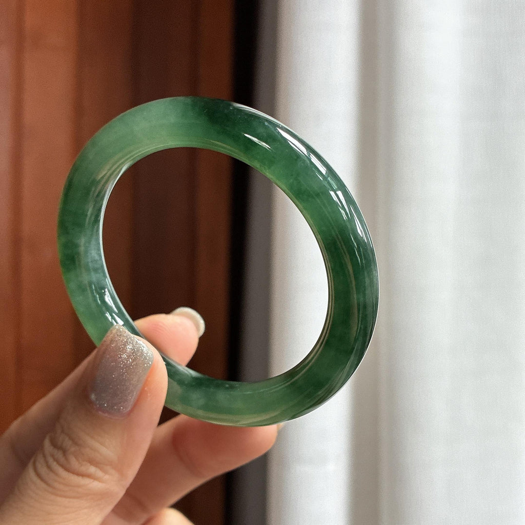 小圈口 糯冰水墨花圆条手镯 48圈（yc750078）