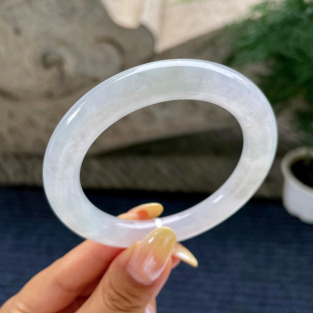 糯冰种无色圆条手镯55.9圈 天然缅甸A货翡翠（yc481960）