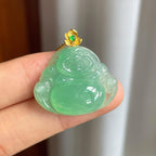 18k金扣晴绿底翡翠佛公（yc247180）