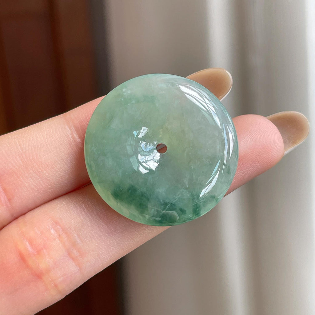 糯冰飘花翡翠平安扣（yc403907）