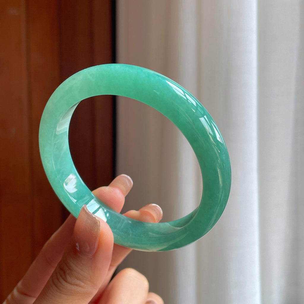 糯冰果绿翡翠平安镯（58.5mm)（yc363420）