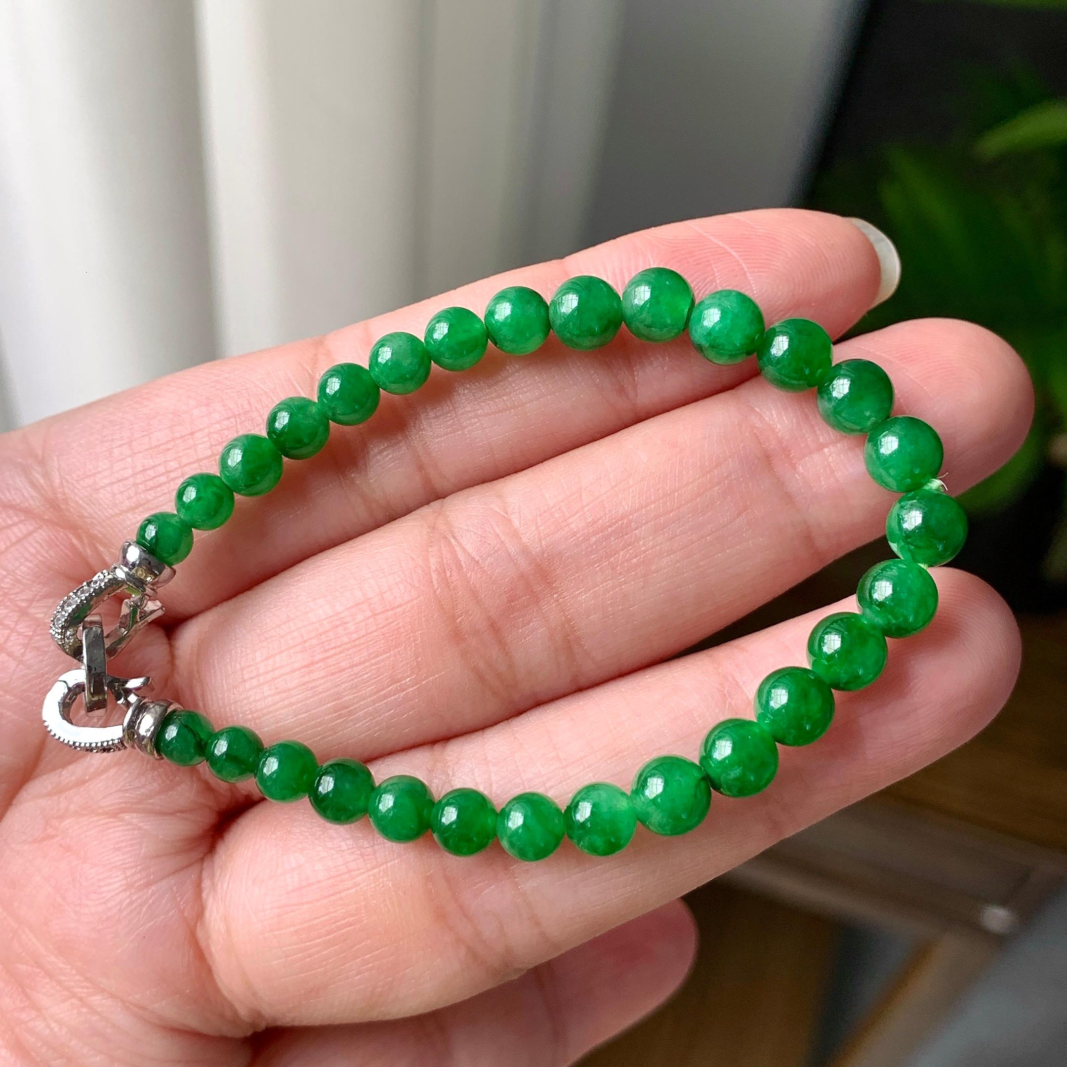 糯冰种满绿小米珠手链（yc221409）