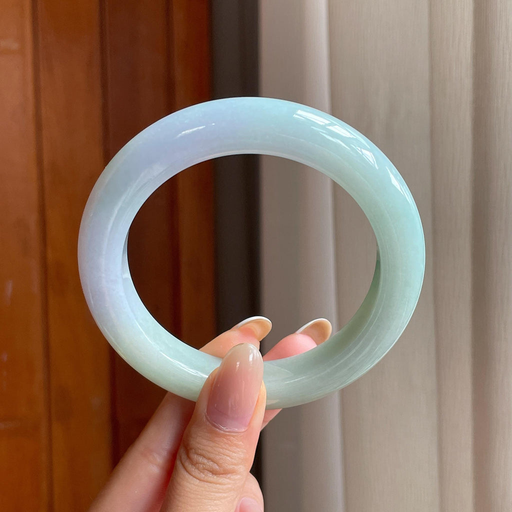 糯种带色翡翠平安镯（60.2mm)（yc406289）