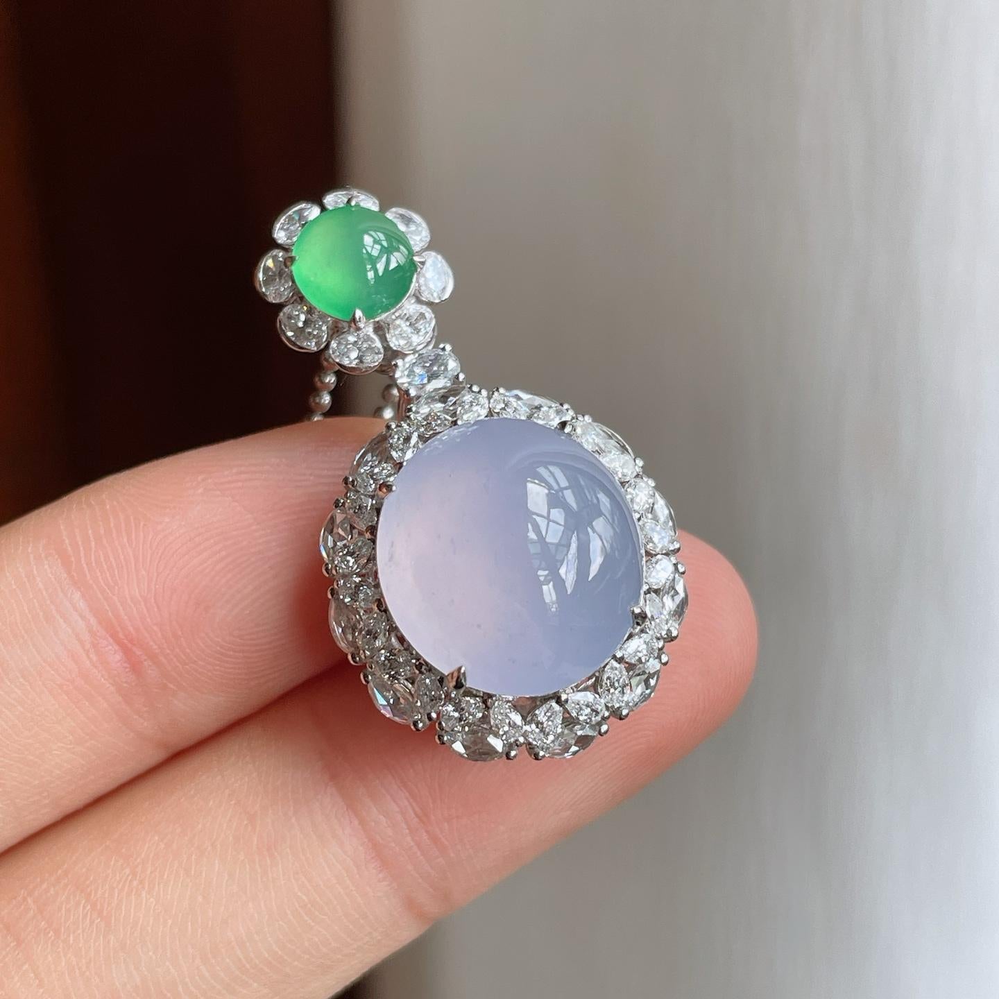 18k金镶冰种紫罗兰翡翠蛋面（yc251062）