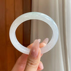 糯冰淡春底翡翠平安镯（53mm）（yc278064）