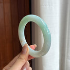 细糯种晴底洒金圆条手镯 56圈 天然缅甸A货翡翠（yc455835）