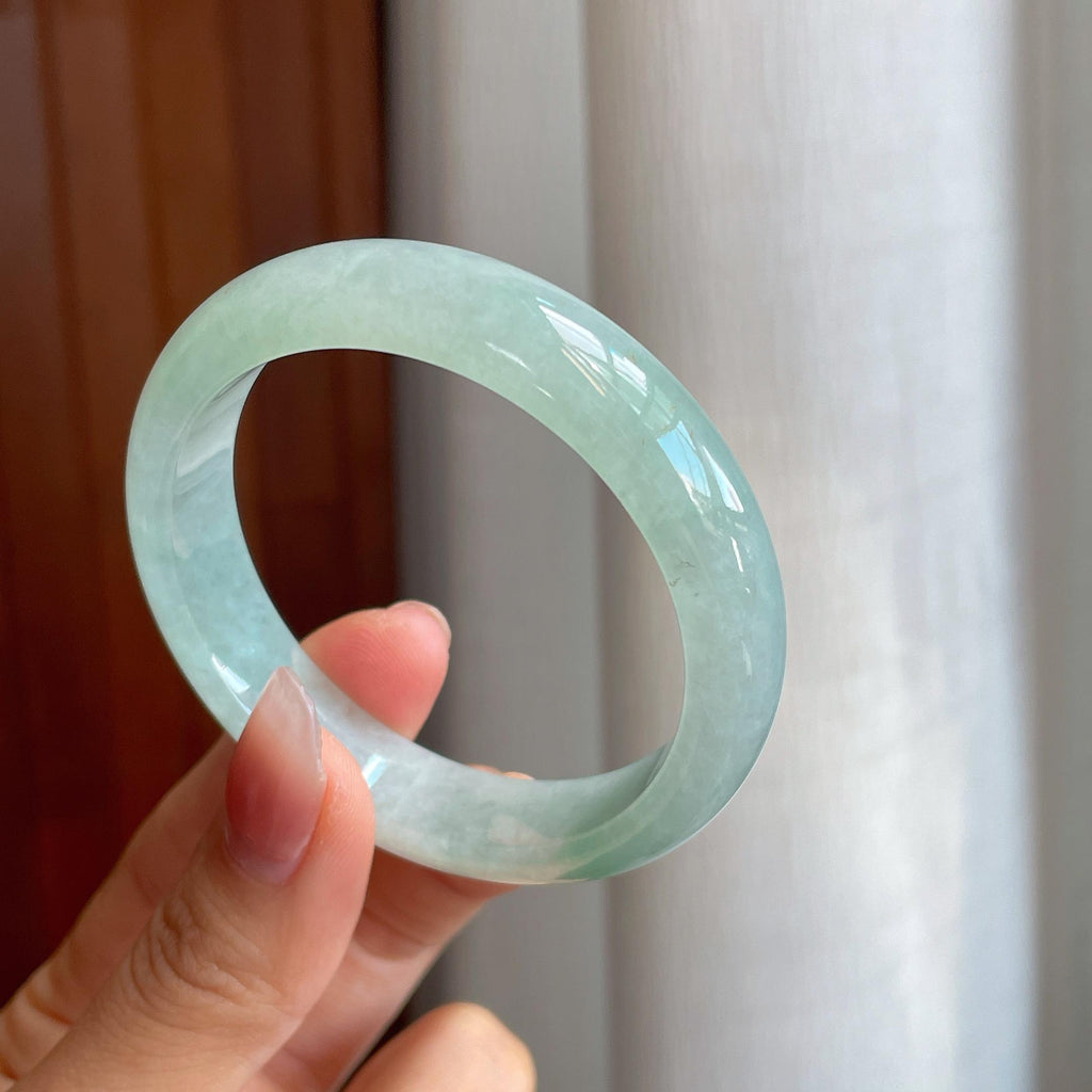 糯冰种晴底翡翠平安镯（53mm)（yc316582）