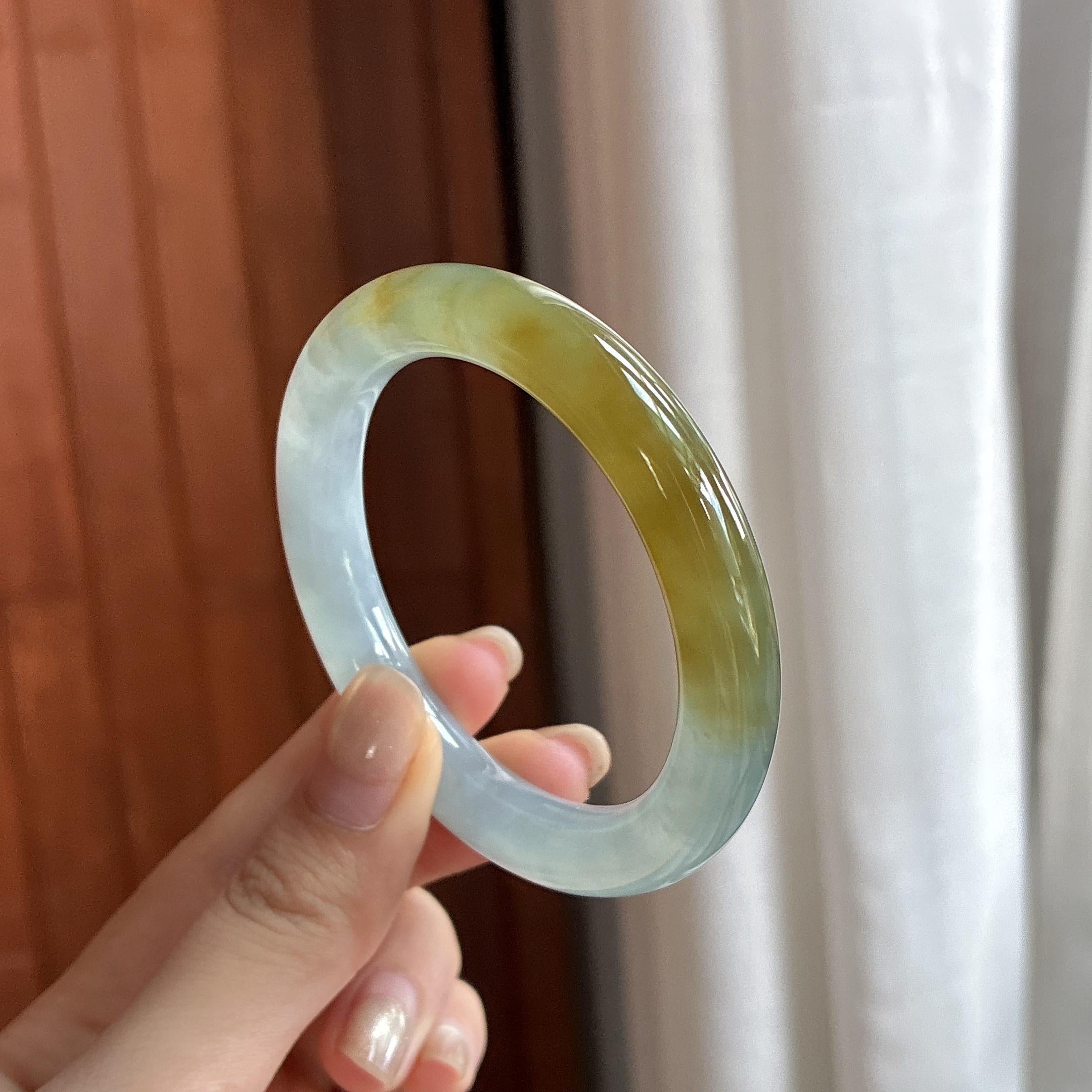 冰种黄翡圆条手镯 50圈 天然缅甸A货翡翠（yc485456）