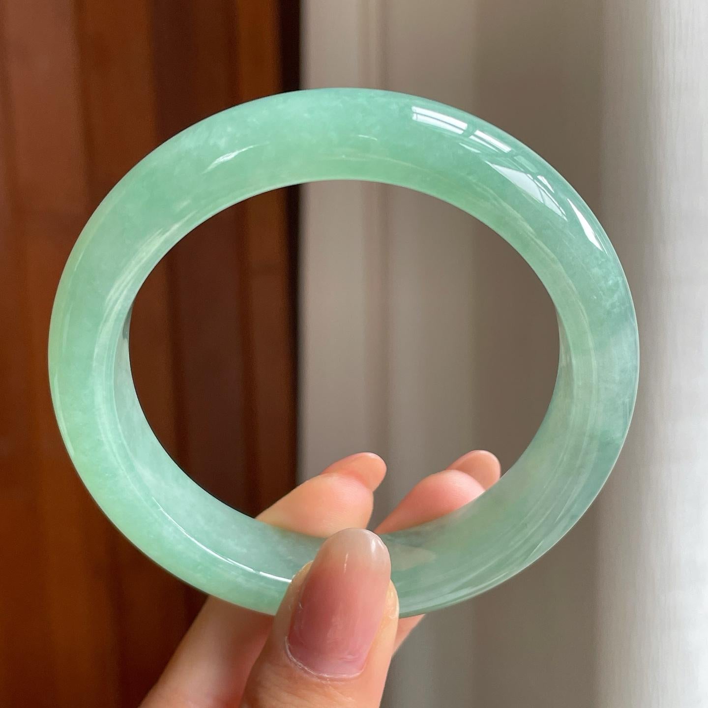冰种晴底翡翠平安镯（57.5mm）（yc342968）