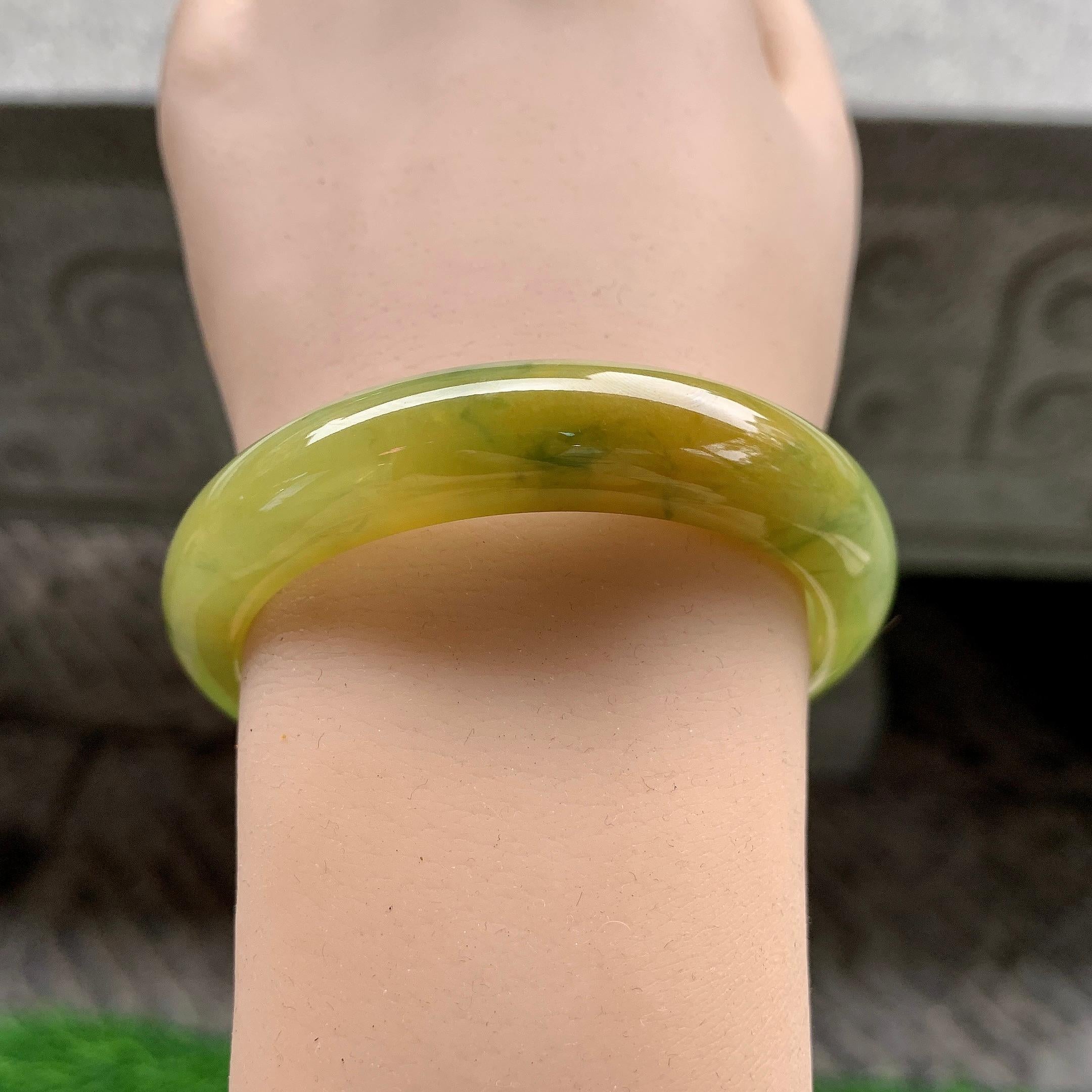 细糯种黄翡飘花平安镯（50.8mm）（yc288709）