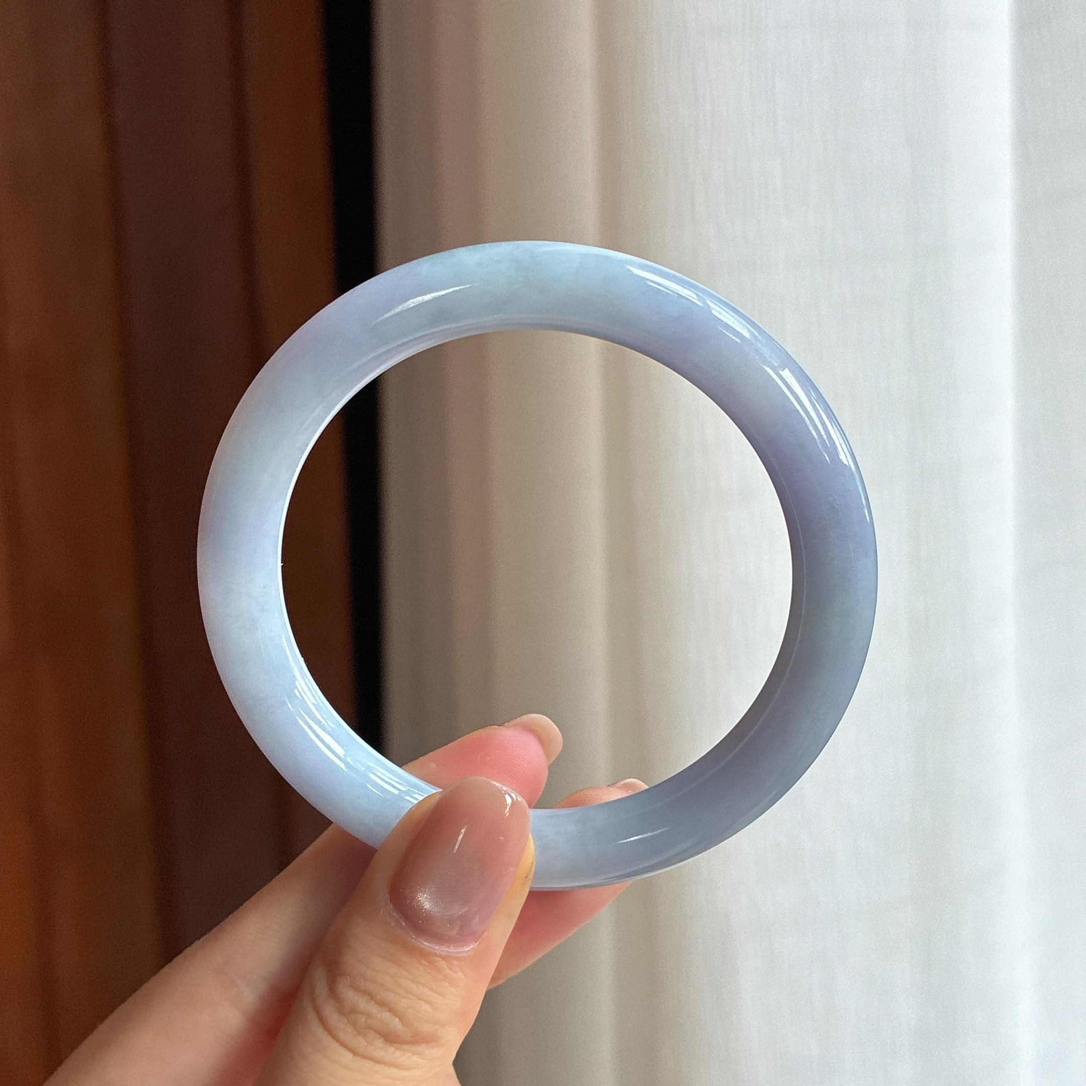 糯冰紫罗兰翡翠圆条手镯（54.4mm)（yc424337）