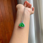 18k金钻镶冰种满绿翡翠佛公（yc257808）