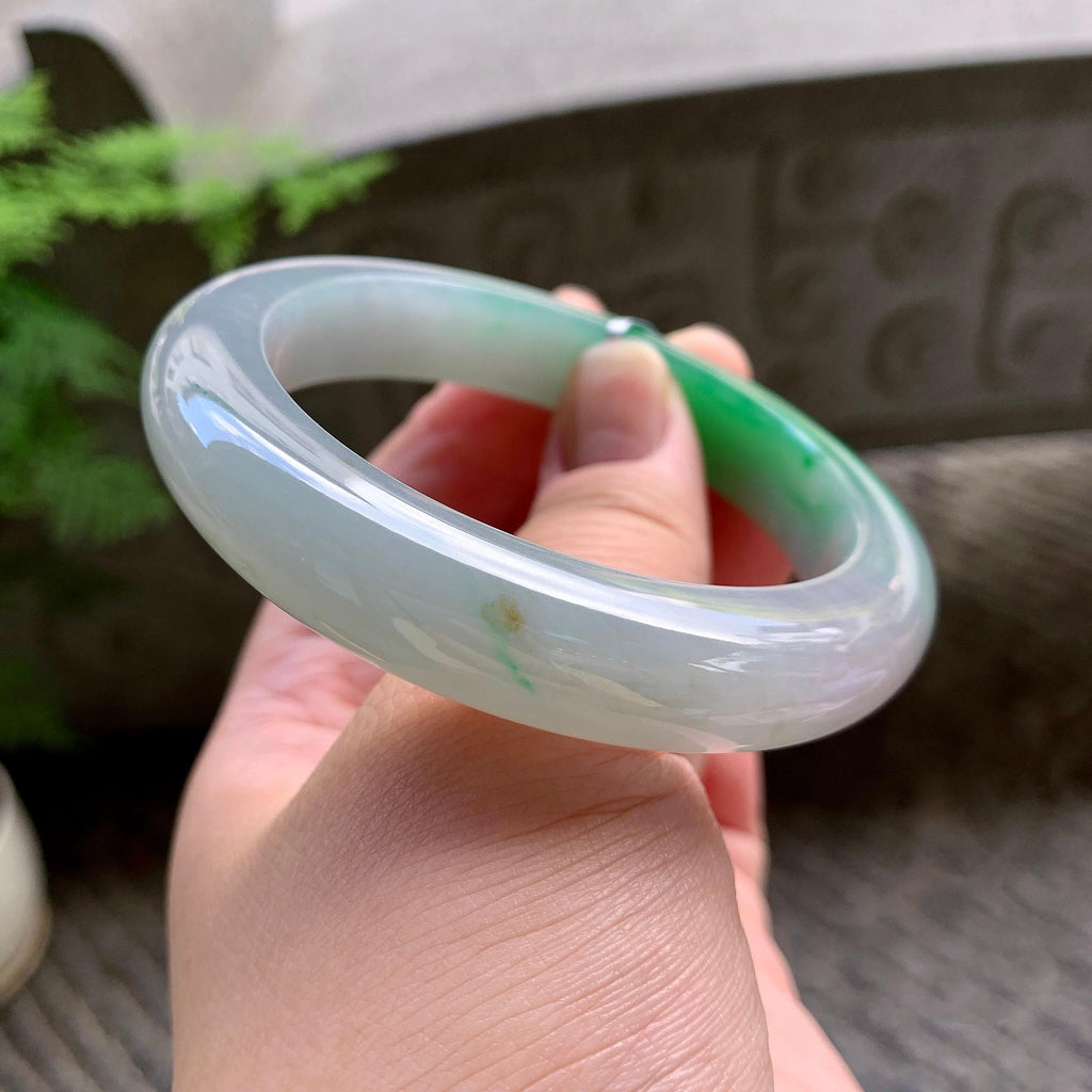 细糯种飘阳绿平安镯（57mm）（yc202376）