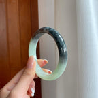 糯冰带色乌鸡翡翠平安镯（58mm)（yc373888）