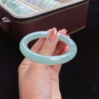 糯冰湖水蓝圆条翡翠手镯（56mm）（yc017381）