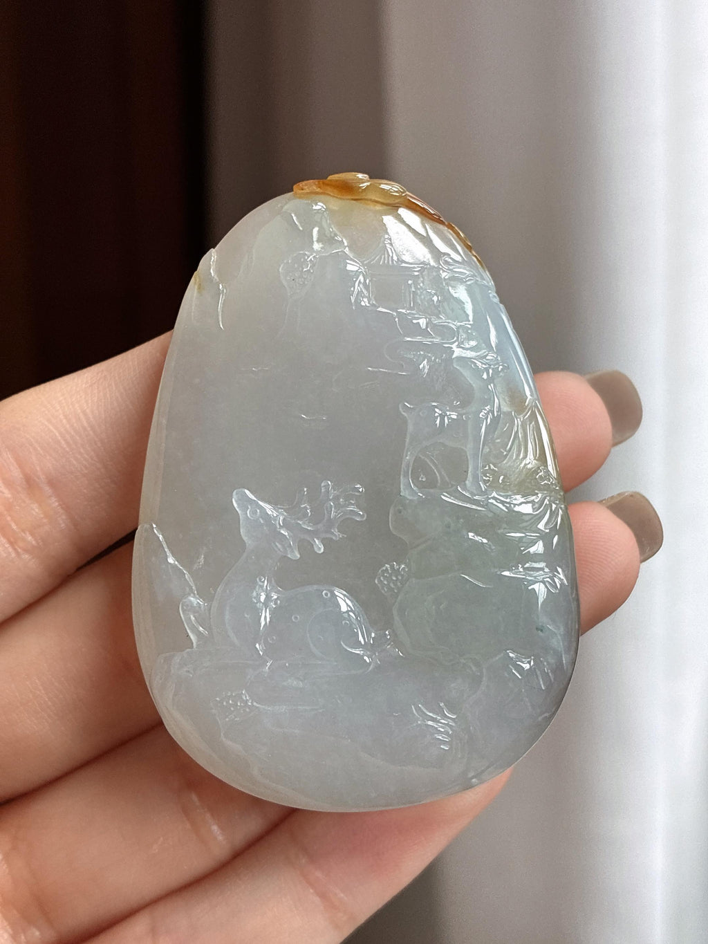 糯冰黄翡山水牌挂件 天然缅甸A货翡翠（yc464564）