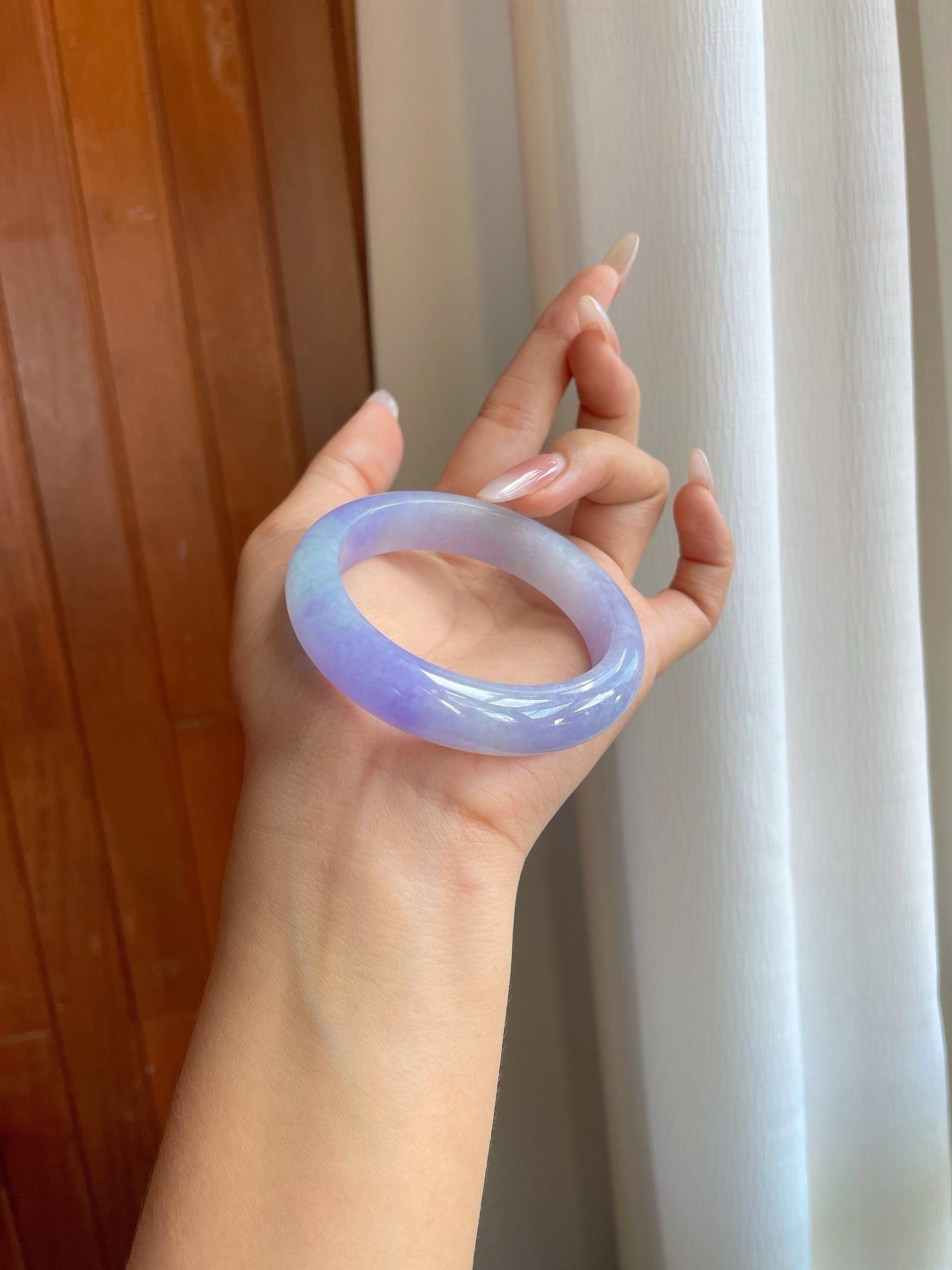 糯冰淡椿紫罗兰翡翠平安镯（55mm）（yc268249）
