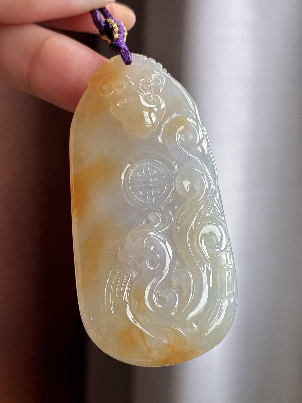 糯冰黄翡龙牌挂件（yc750947）