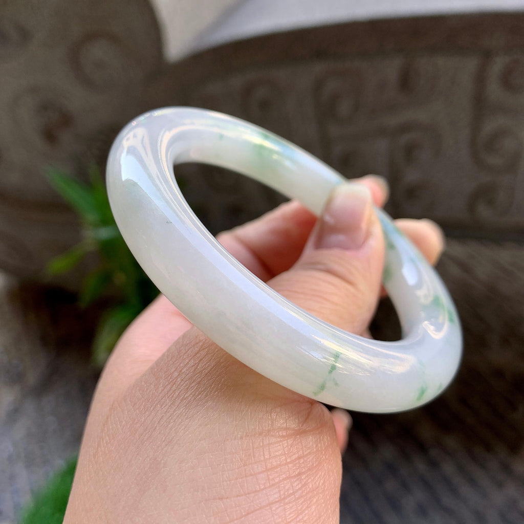 糯冰种飘花圆条手镯（54.6mm）（yc307303）