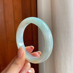 糯冰晴底飘黄翡翠平安镯（55.4mm)（yc373470）