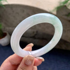 细糯种飘绿花圆条手镯  56.5圈口  天然缅甸A货翡翠（yc441127）