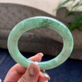 糯种飘绿花圆条手镯  57.2圈口  天然缅甸A货翡翠（yc421281）