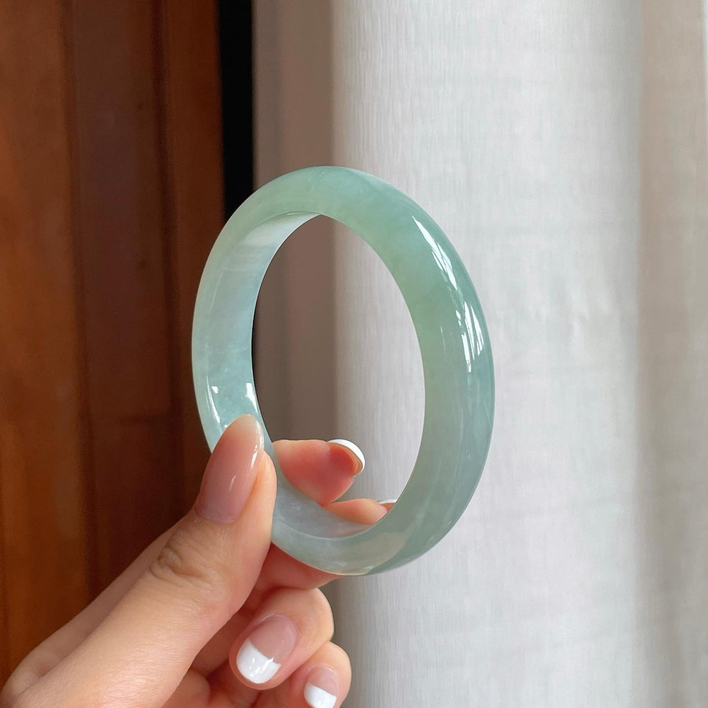 糯冰晴底翡翠平安镯（55.2mm)（yc374789）